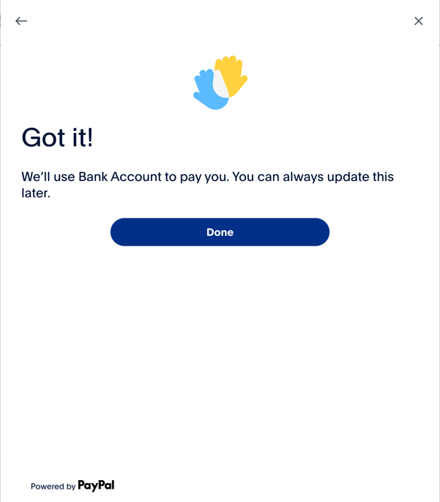 Bank Sign Up Complete