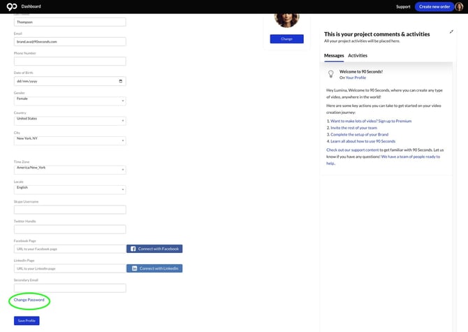 Brand User Profile Settings