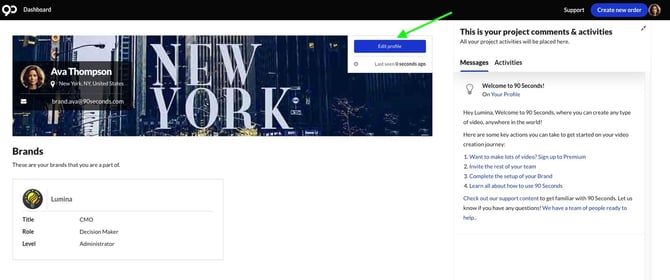Brand User Profile page