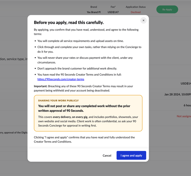 Gig Application Pop-Up