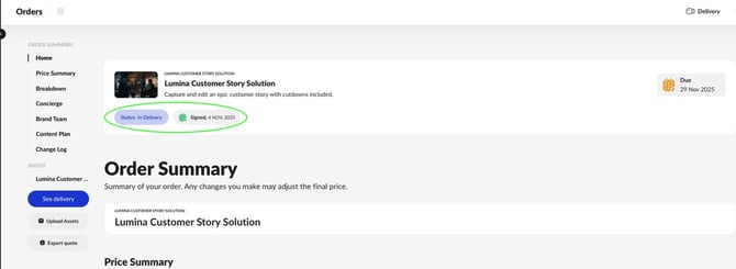 In Delivery and signed