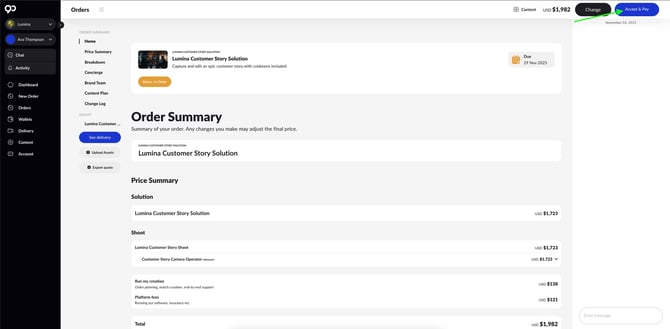 Order Summary Click Accept & Pay